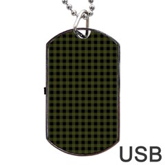 Army Green Black Buffalo Plaid Dog Tag Usb Flash (two Sides) by SpinnyChairDesigns