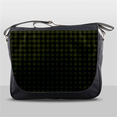 Army Green Black Buffalo Plaid Messenger Bag by SpinnyChairDesigns