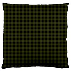 Army Green Black Buffalo Plaid Large Cushion Case (two Sides) by SpinnyChairDesigns