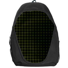 Army Green Black Buffalo Plaid Backpack Bag by SpinnyChairDesigns