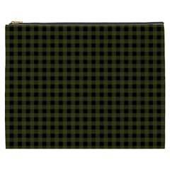 Army Green Black Buffalo Plaid Cosmetic Bag (xxxl) by SpinnyChairDesigns