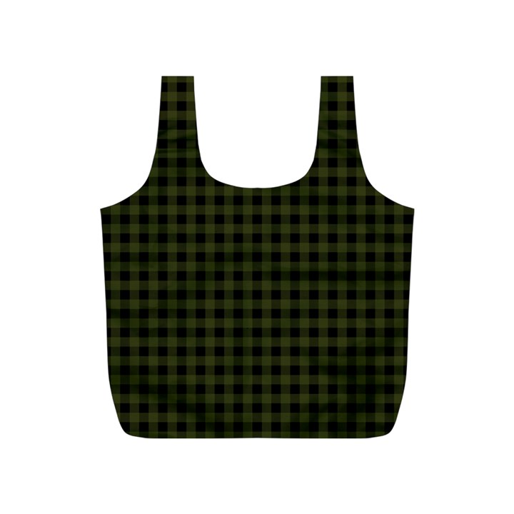 Army Green Black Buffalo Plaid Full Print Recycle Bag (S)