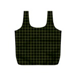 Army Green Black Buffalo Plaid Full Print Recycle Bag (S) Back