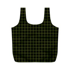 Army Green Black Buffalo Plaid Full Print Recycle Bag (m) by SpinnyChairDesigns