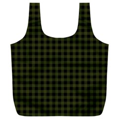 Army Green Black Buffalo Plaid Full Print Recycle Bag (xxl) by SpinnyChairDesigns