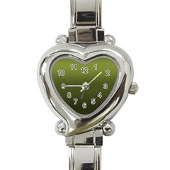 Army Green Gradient Color Heart Italian Charm Watch by SpinnyChairDesigns