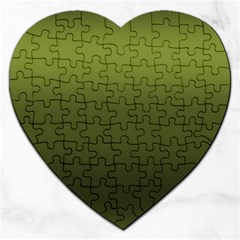 Army Green Gradient Color Jigsaw Puzzle (heart) by SpinnyChairDesigns