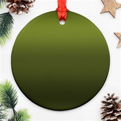 Army Green Gradient Color Round Ornament (two Sides) by SpinnyChairDesigns