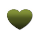 Army Green Gradient Color Rubber Coaster (Heart)  Front