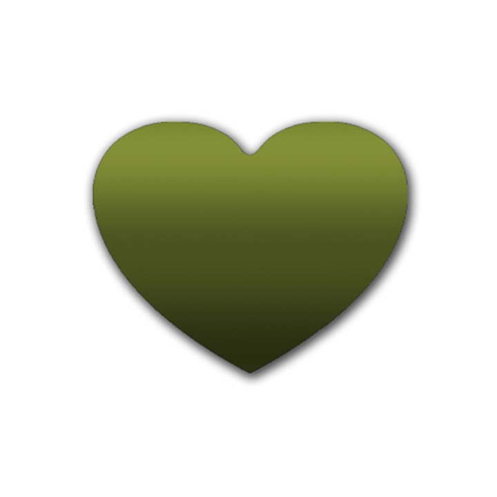 Army Green Gradient Color Rubber Coaster (Heart) 