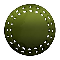 Army Green Gradient Color Ornament (round Filigree) by SpinnyChairDesigns