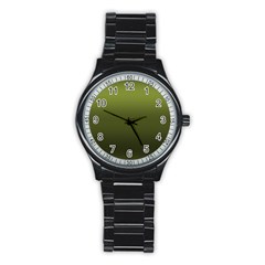 Army Green Gradient Color Stainless Steel Round Watch by SpinnyChairDesigns