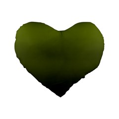 Army Green Gradient Color Standard 16  Premium Flano Heart Shape Cushions by SpinnyChairDesigns