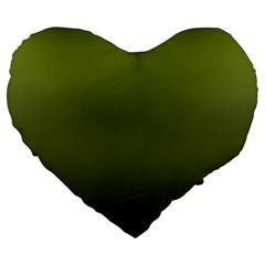 Army Green Gradient Color Large 19  Premium Flano Heart Shape Cushions by SpinnyChairDesigns