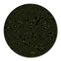 Army Green And Black Stripe Camo Round Mousepads by SpinnyChairDesigns