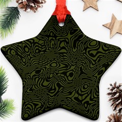 Army Green And Black Stripe Camo Ornament (star) by SpinnyChairDesigns