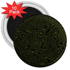 Army Green And Black Stripe Camo 3  Magnets (10 Pack)  by SpinnyChairDesigns