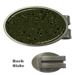 Army Green And Black Stripe Camo Money Clips (oval)  by SpinnyChairDesigns