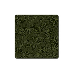 Army Green And Black Stripe Camo Square Magnet by SpinnyChairDesigns