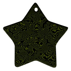 Army Green And Black Stripe Camo Star Ornament (two Sides) by SpinnyChairDesigns