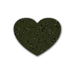 Army Green And Black Stripe Camo Heart Coaster (4 Pack)  by SpinnyChairDesigns