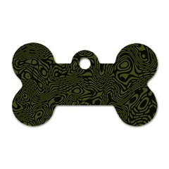 Army Green And Black Stripe Camo Dog Tag Bone (two Sides) by SpinnyChairDesigns