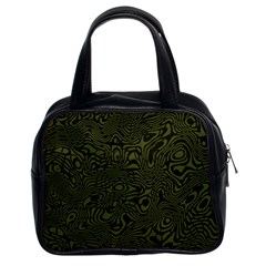 Army Green And Black Stripe Camo Classic Handbag (two Sides) by SpinnyChairDesigns