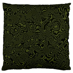 Army Green And Black Stripe Camo Large Cushion Case (one Side) by SpinnyChairDesigns