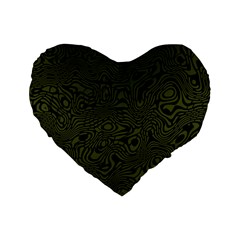 Army Green And Black Stripe Camo Standard 16  Premium Heart Shape Cushions by SpinnyChairDesigns