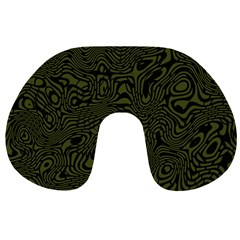 Army Green And Black Stripe Camo Travel Neck Pillow by SpinnyChairDesigns