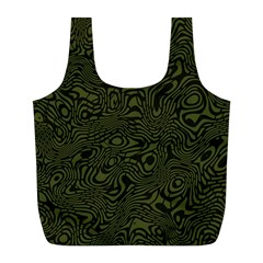 Army Green And Black Stripe Camo Full Print Recycle Bag (l) by SpinnyChairDesigns