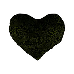 Army Green And Black Stripe Camo Standard 16  Premium Flano Heart Shape Cushions by SpinnyChairDesigns