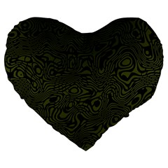 Army Green And Black Stripe Camo Large 19  Premium Flano Heart Shape Cushions by SpinnyChairDesigns