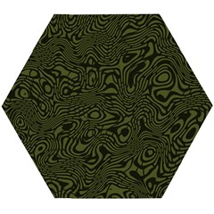 Army Green And Black Stripe Camo Wooden Puzzle Hexagon by SpinnyChairDesigns