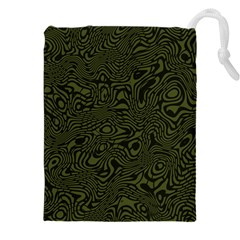 Army Green And Black Stripe Camo Drawstring Pouch (4xl) by SpinnyChairDesigns