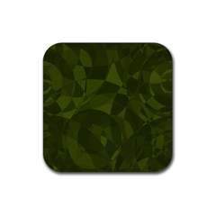 Army Green Color Pattern Rubber Coaster (square)  by SpinnyChairDesigns