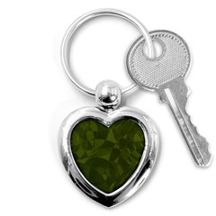 Army Green Color Pattern Key Chain (heart) by SpinnyChairDesigns