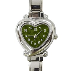 Army Green Color Pattern Heart Italian Charm Watch by SpinnyChairDesigns