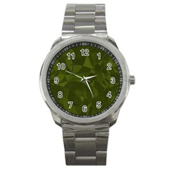 Army Green Color Pattern Sport Metal Watch by SpinnyChairDesigns