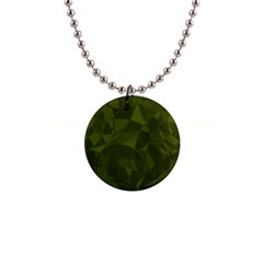 Army Green Color Pattern 1  Button Necklace by SpinnyChairDesigns