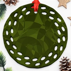 Army Green Color Pattern Ornament (round Filigree) by SpinnyChairDesigns