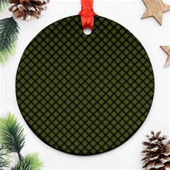 Army Green And Black Plaid Ornament (round) by SpinnyChairDesigns