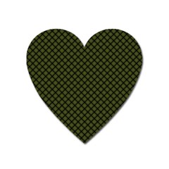 Army Green And Black Plaid Heart Magnet by SpinnyChairDesigns