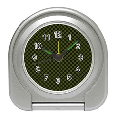 Army Green And Black Plaid Travel Alarm Clock by SpinnyChairDesigns