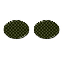 Army Green And Black Plaid Cufflinks (oval) by SpinnyChairDesigns