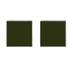 Army Green And Black Plaid Cufflinks (square) by SpinnyChairDesigns