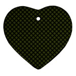 Army Green and Black Plaid Heart Ornament (Two Sides) Back