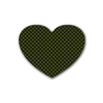 Army Green and Black Plaid Rubber Coaster (Heart)  Front