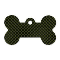 Army Green And Black Plaid Dog Tag Bone (one Side) by SpinnyChairDesigns