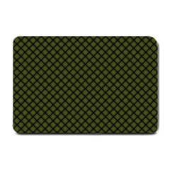 Army Green And Black Plaid Small Doormat  by SpinnyChairDesigns